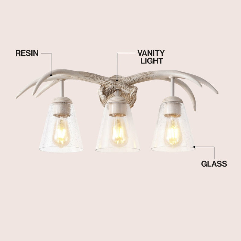 Wyatt Southwestern Bohemian Resin/Seeded Glass Faux Antler LED Vanity Light