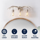 Wyatt Southwestern Bohemian Resin/Seeded Glass Faux Antler LED Vanity Light
