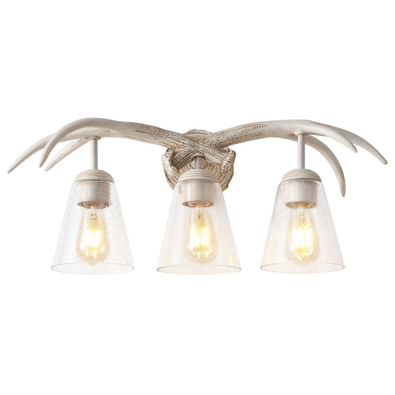 Wyatt Southwestern Bohemian Resin/Seeded Glass Faux Antler LED Vanity Light