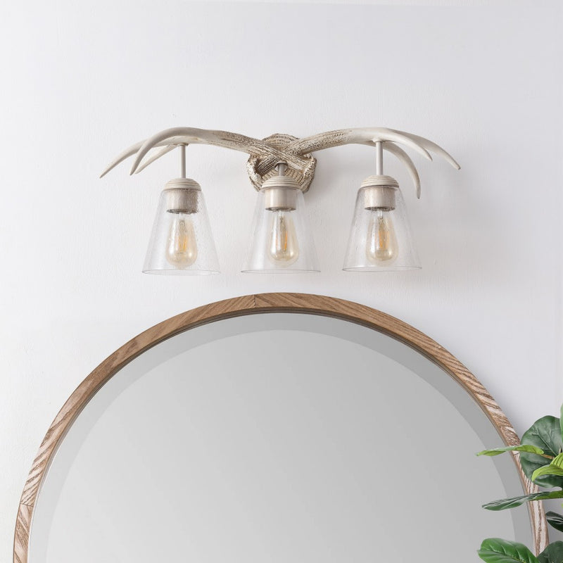 Wyatt Southwestern Bohemian Resin/Seeded Glass Faux Antler LED Vanity Light