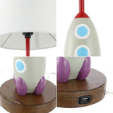 Houston 17.5" Coastal Style Iron/Resin Rocket LED Kids' Table Lamp with Phone Stand and USB Charging Port