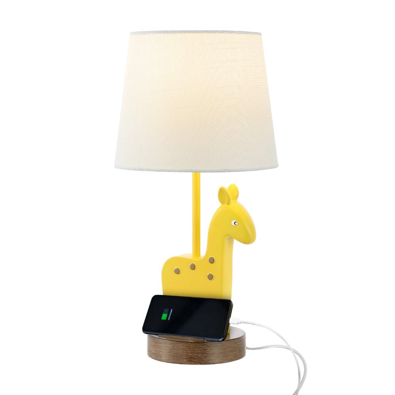 Sahara 17.5" Mid-Century Vintage Iron/Resin Giraffe LED Kids' Table Lamp with Phone Stand and USB Charging Port