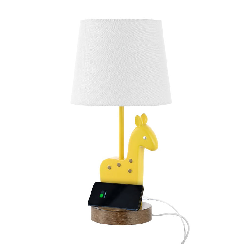 Sahara 17.5" Mid-Century Vintage Iron/Resin Giraffe LED Kids' Table Lamp with Phone Stand and USB Charging Port