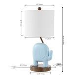 Ellie Bohemian Designer Iron/Resin Elephant LED Kids Table Lamp with Phone Stand and USB Charging Port
