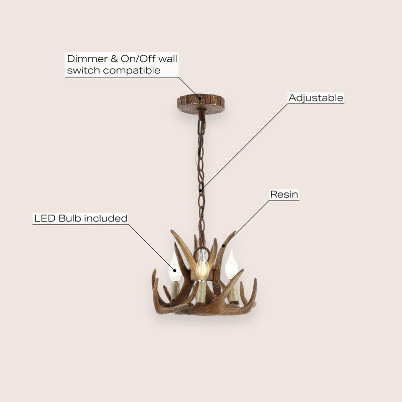 Rudolph Adjustable Resin Antler LED Chandelier