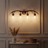 Wyatt Southwestern Bohemian Resin/Seeded Glass Faux Antler LED Vanity Light Brown Wood Finish / 4 Sockets – AI-ON