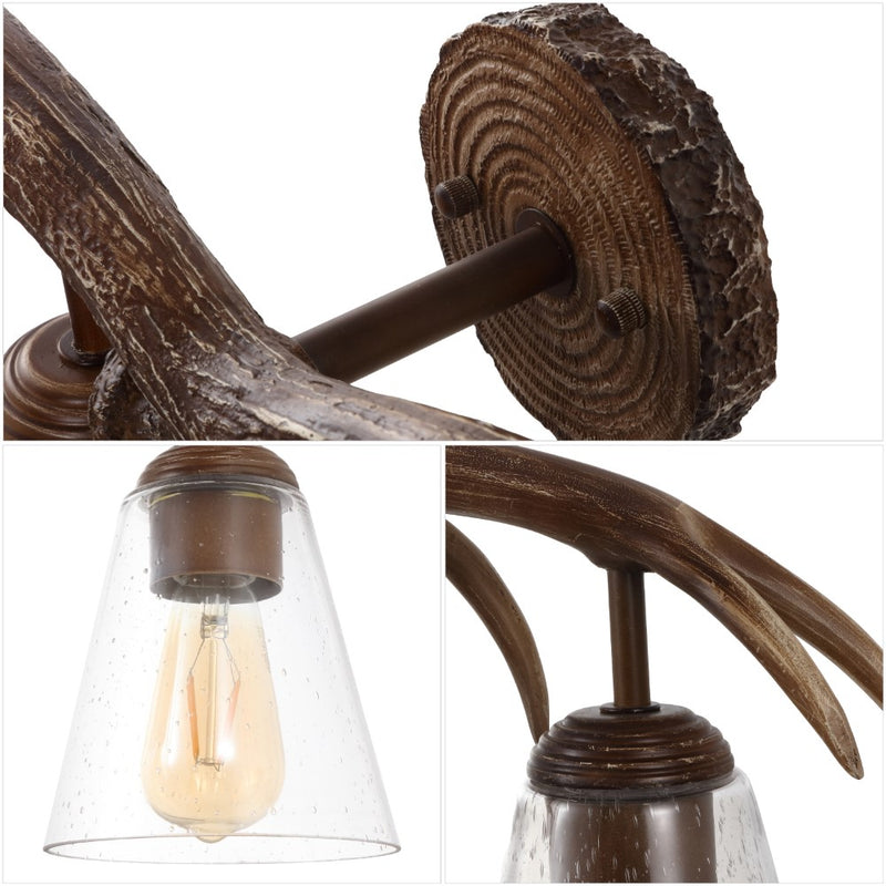 Wyatt Southwestern Bohemian Resin/Seeded Glass Faux Antler LED Vanity Light