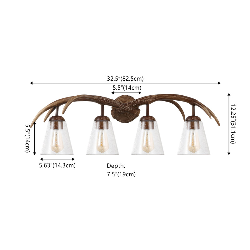 Wyatt Southwestern Bohemian Resin/Seeded Glass Faux Antler LED Vanity Light