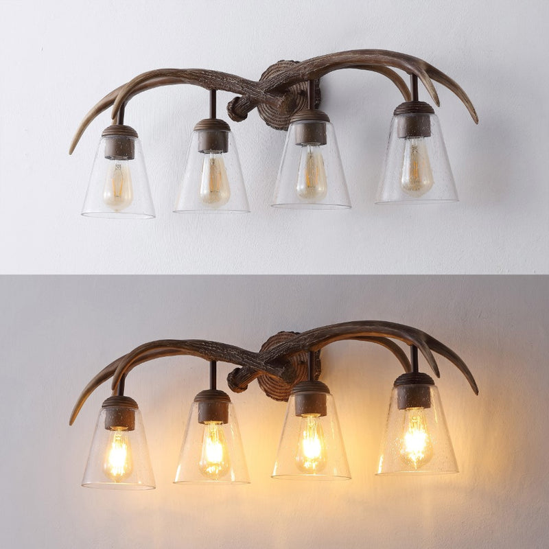 Wyatt Southwestern Bohemian Resin/Seeded Glass Faux Antler LED Vanity Light