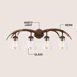 Wyatt Southwestern Bohemian Resin/Seeded Glass Faux Antler LED Vanity Light