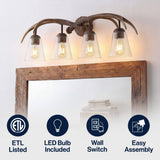 Wyatt Southwestern Bohemian Resin/Seeded Glass Faux Antler LED Vanity Light