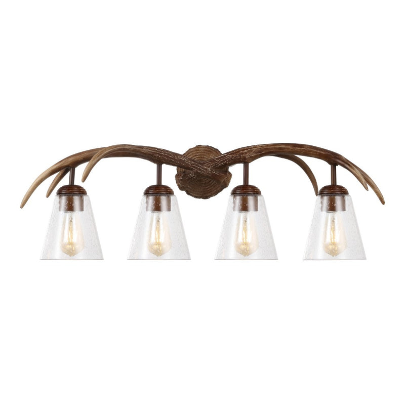 Wyatt Southwestern Bohemian Resin/Seeded Glass Faux Antler LED Vanity Light