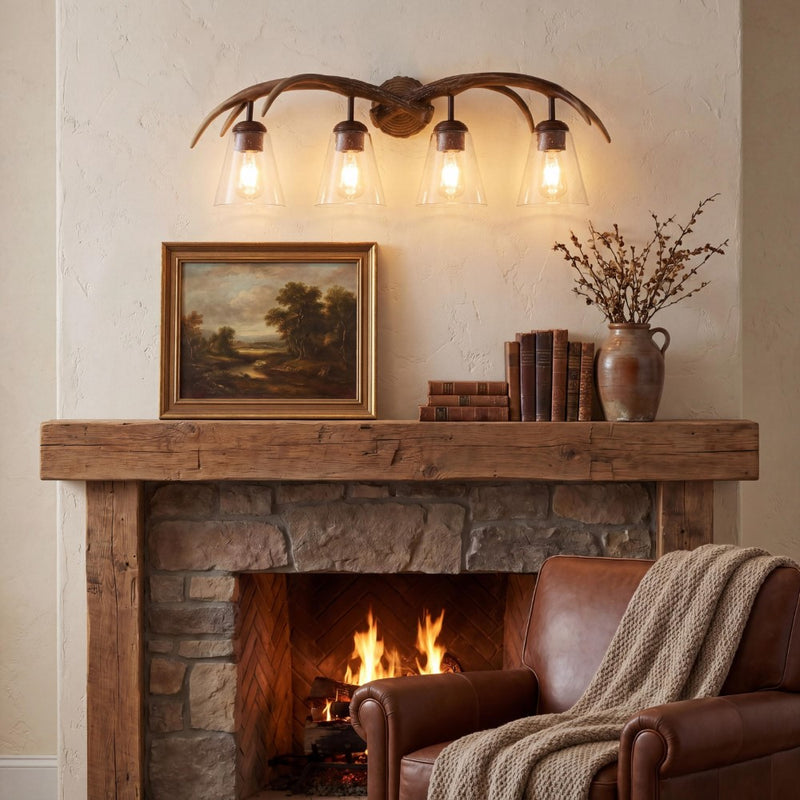 Wyatt Southwestern Bohemian Resin/Seeded Glass Faux Antler LED Vanity Light