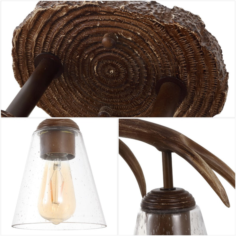 Wyatt Southwestern Bohemian Resin/Seeded Glass Faux Antler LED Vanity Light