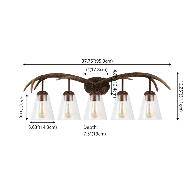 Wyatt Southwestern Bohemian Resin/Seeded Glass Faux Antler LED Vanity Light