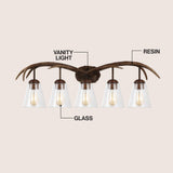 Wyatt Southwestern Bohemian Resin/Seeded Glass Faux Antler LED Vanity Light