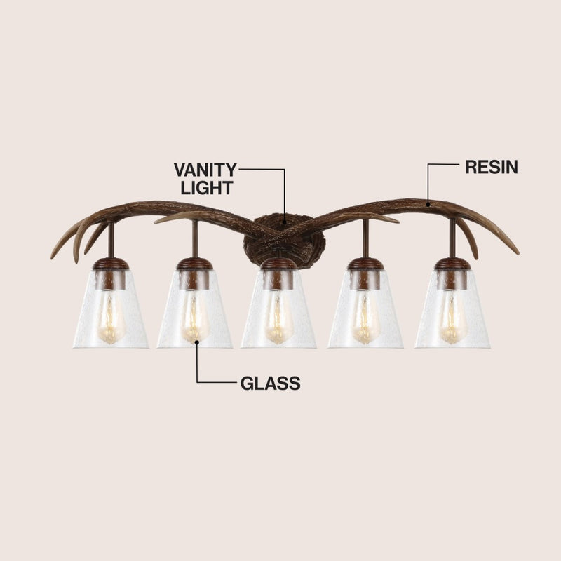 Wyatt Southwestern Bohemian Resin/Seeded Glass Faux Antler LED Vanity Light