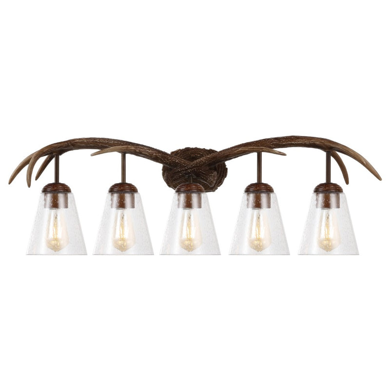 Wyatt Southwestern Bohemian Resin/Seeded Glass Faux Antler LED Vanity Light