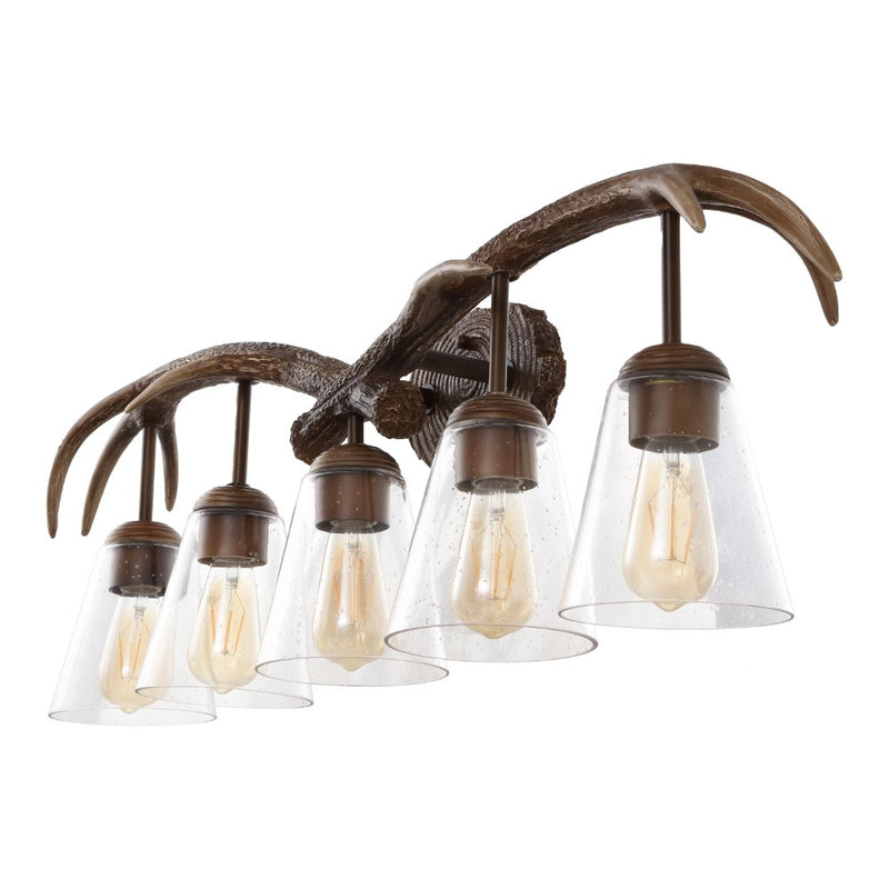 Wyatt Southwestern Bohemian Resin/Seeded Glass Faux Antler LED Vanity Light