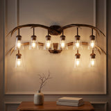 Wyatt Southwestern Bohemian Resin/Seeded Glass Faux Antler LED Vanity Light Brown Wood Finish / 6 Sockets – AI-ON