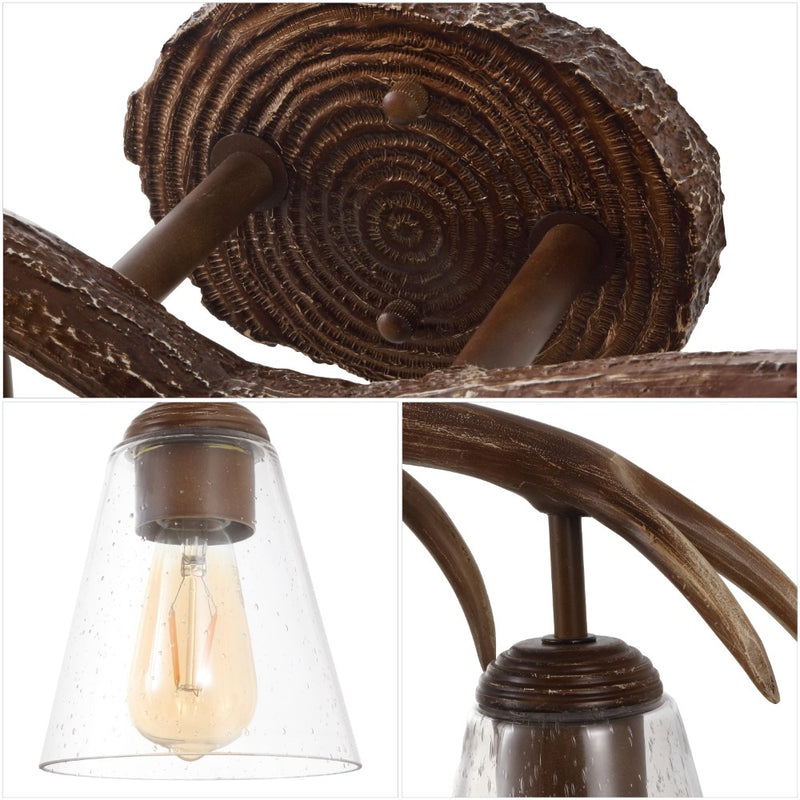 Wyatt Southwestern Bohemian Resin/Seeded Glass Faux Antler LED Vanity Light