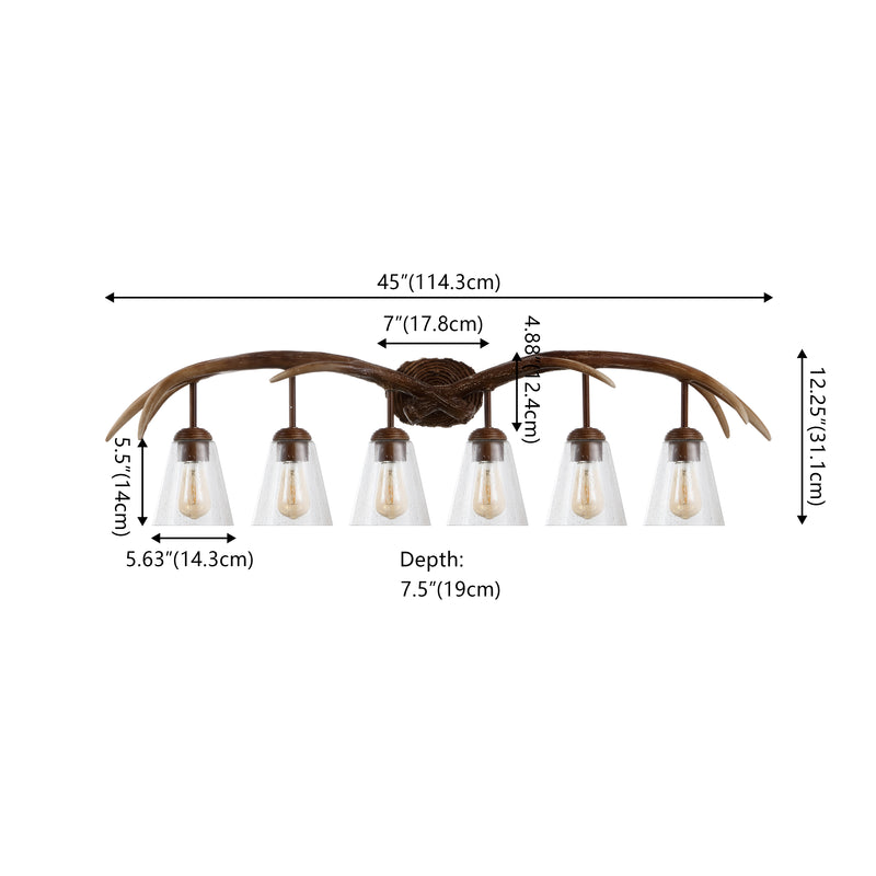 Wyatt Southwestern Bohemian Resin/Seeded Glass Faux Antler LED Vanity Light