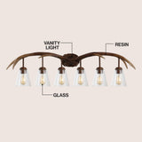 Wyatt Southwestern Bohemian Resin/Seeded Glass Faux Antler LED Vanity Light