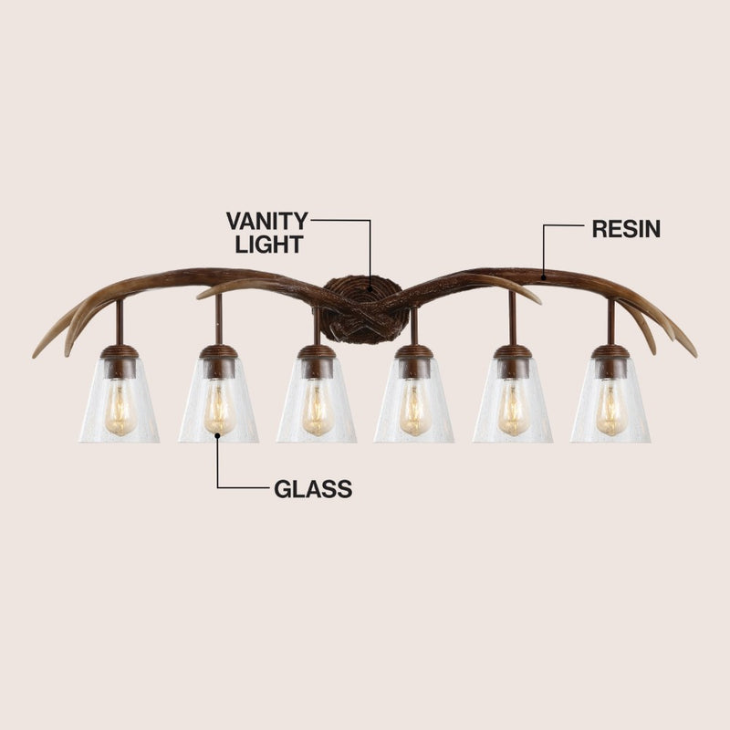 Wyatt Southwestern Bohemian Resin/Seeded Glass Faux Antler LED Vanity Light