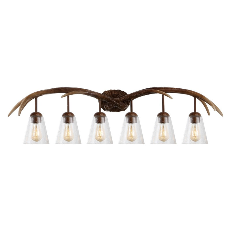 Wyatt Southwestern Bohemian Resin/Seeded Glass Faux Antler LED Vanity Light