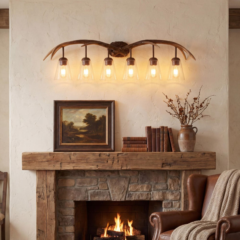 Wyatt Southwestern Bohemian Resin/Seeded Glass Faux Antler LED Vanity Light