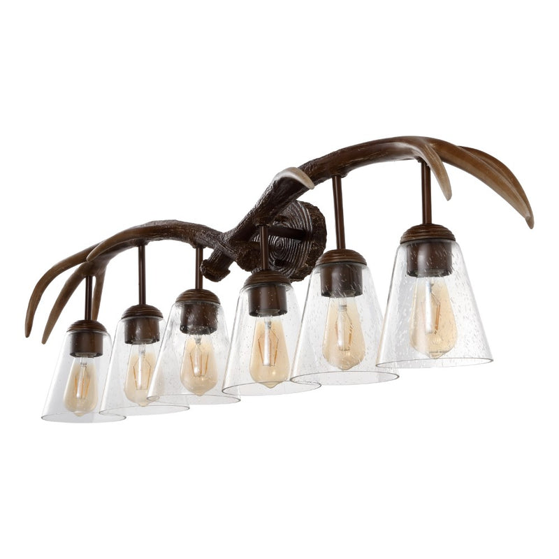 Wyatt Southwestern Bohemian Resin/Seeded Glass Faux Antler LED Vanity Light
