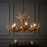 Eldora Rustic Farmhouse Adjustable Resin Antler LED Chandelier Brown / 6 Sockets – AI-ON