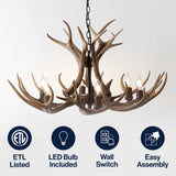 Eldora Rustic Resin Antler Chandelier with Adjustable LED Lighting