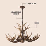 Eldora Rustic Resin Antler Chandelier with Adjustable LED Lighting