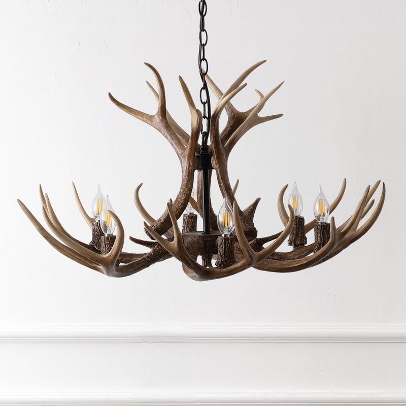 Eldora Rustic Resin Antler Chandelier with Adjustable LED Lighting