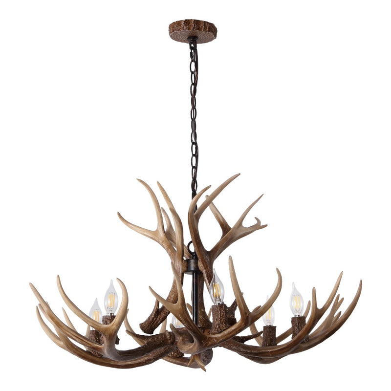 Eldora Rustic Resin Antler Chandelier with Adjustable LED Lighting