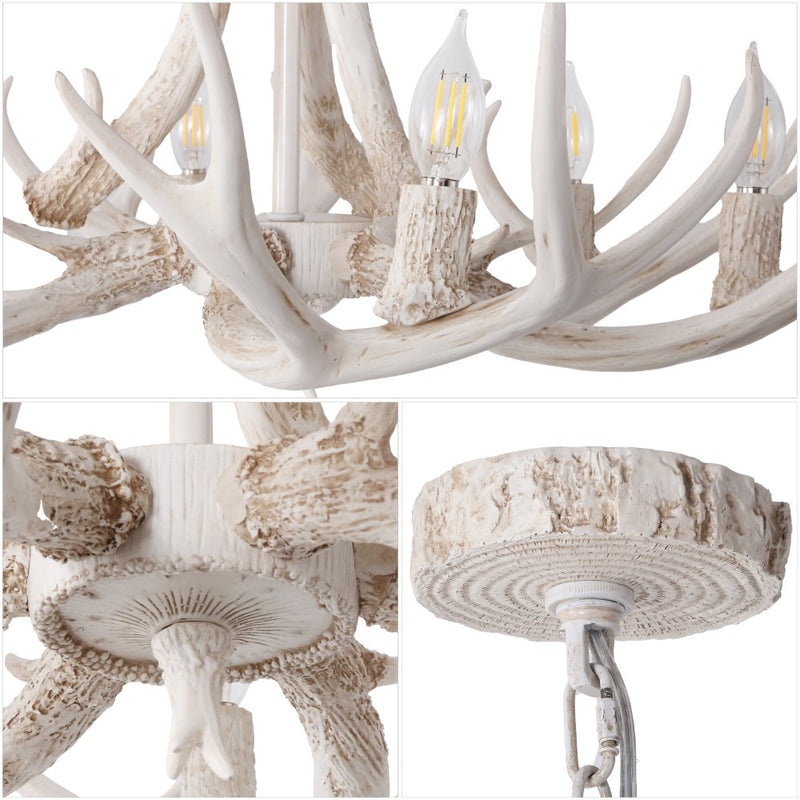 Eldora Rustic Farmhouse Adjustable Resin Antler LED Chandelier