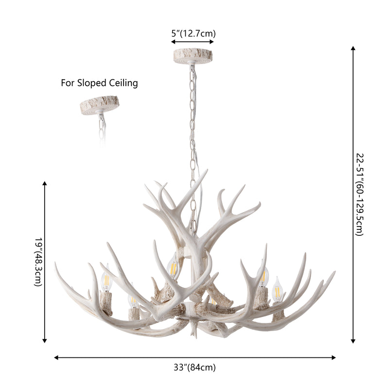 Eldora Rustic Farmhouse Adjustable Resin Antler LED Chandelier