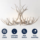 Eldora Rustic Farmhouse Adjustable Resin Antler LED Chandelier