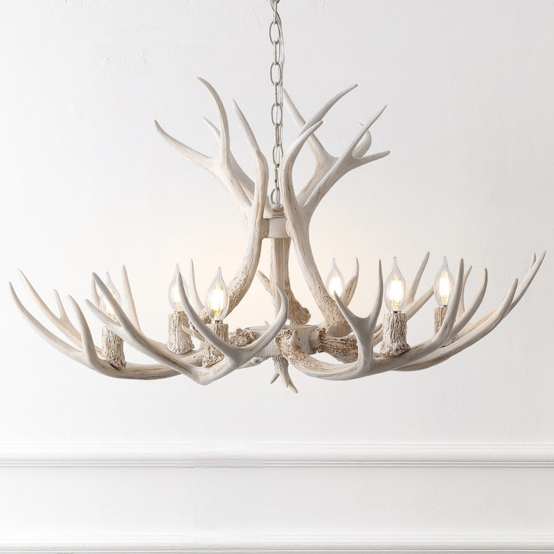 Eldora Rustic Farmhouse Adjustable Resin Antler LED Chandelier