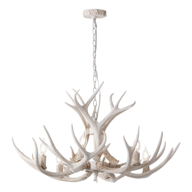 Eldora Rustic Farmhouse Adjustable Resin Antler LED Chandelier