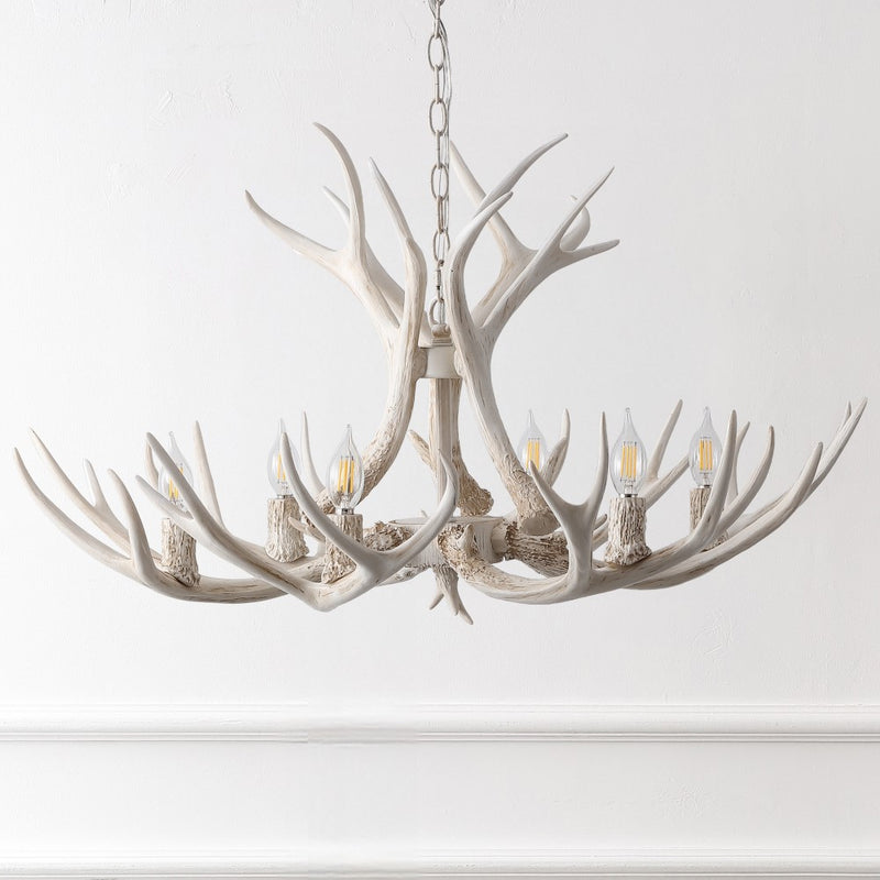 Eldora Rustic Farmhouse Adjustable Resin Antler LED Chandelier