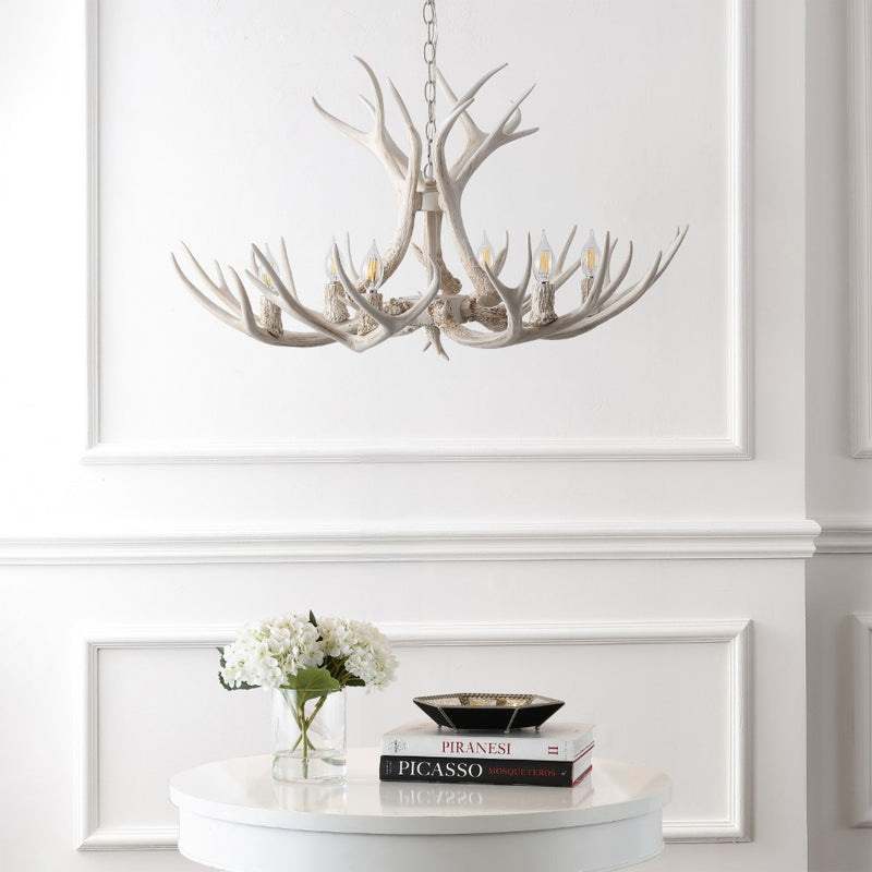 Eldora Rustic Farmhouse Adjustable Resin Antler LED Chandelier