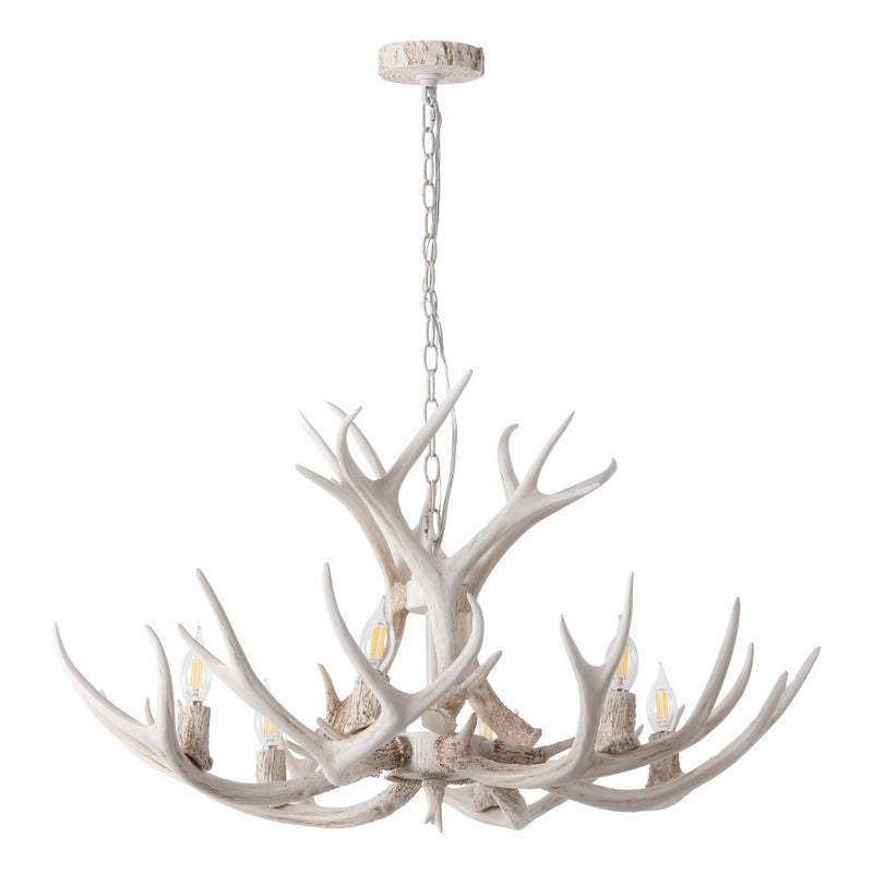 Eldora Rustic Farmhouse Adjustable Resin Antler LED Chandelier