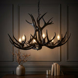 Eldora Rustic Farmhouse Adjustable Resin Antler LED Chandelier Black / 6 Sockets – AI-ON
