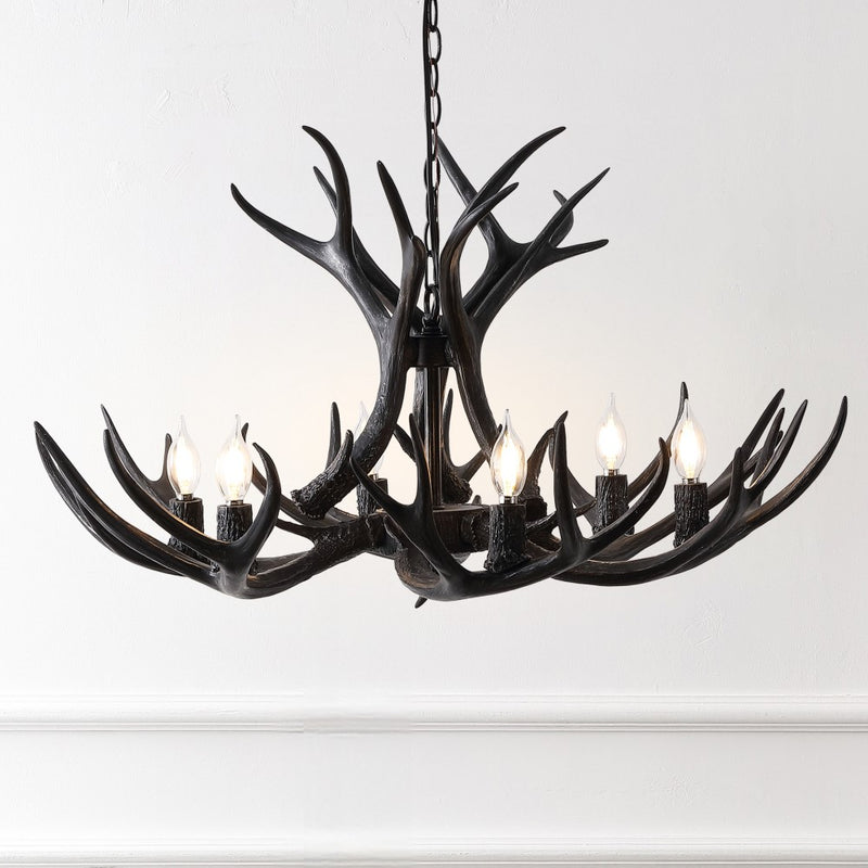 Eldora Rustic Farmhouse Adjustable Resin Antler LED Chandelier