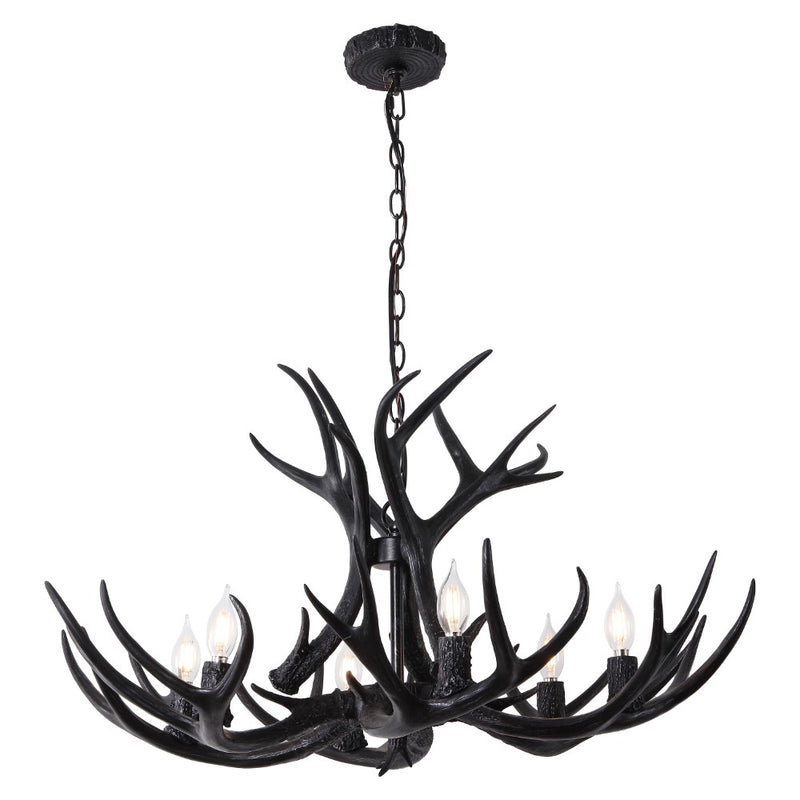 Eldora Rustic Farmhouse Adjustable Resin Antler LED Chandelier