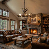 Eldora Rustic Farmhouse Adjustable Resin Antler LED Chandelier