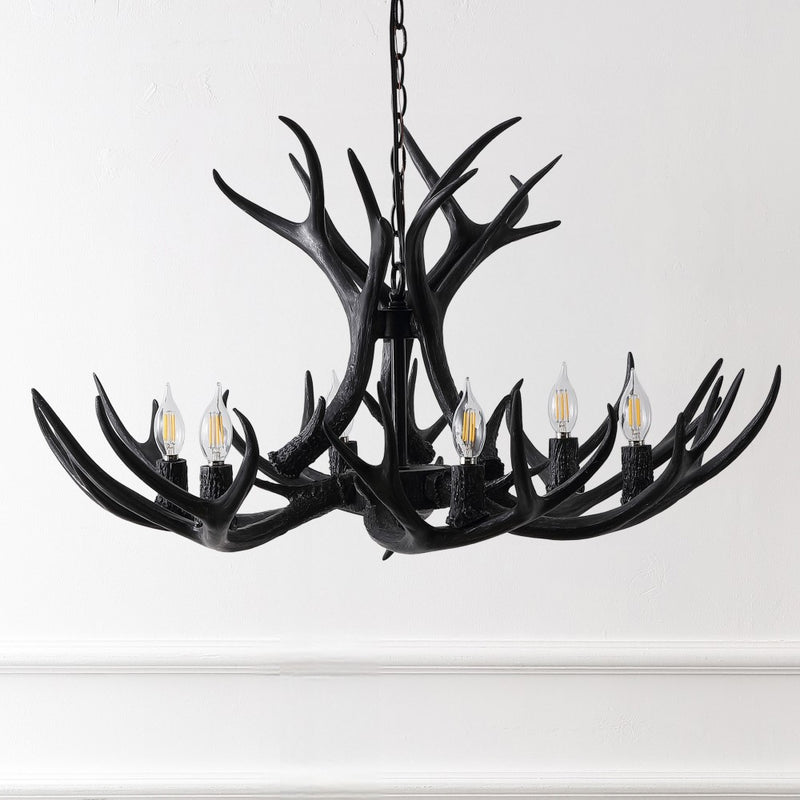 Eldora Rustic Farmhouse Adjustable Resin Antler LED Chandelier