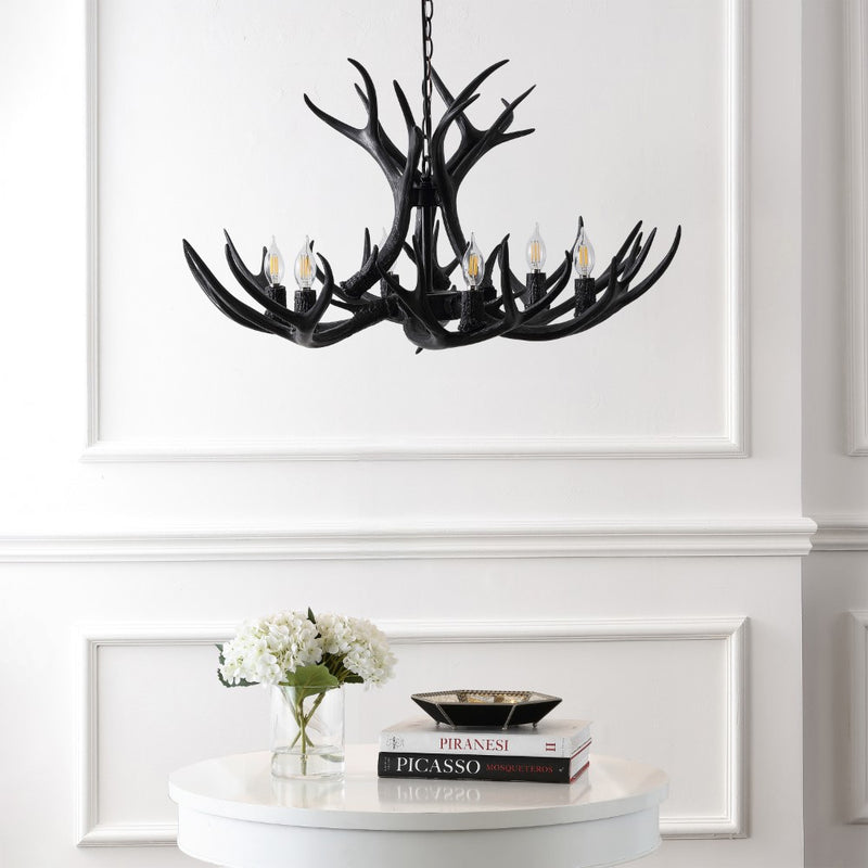 Eldora Rustic Farmhouse Adjustable Resin Antler LED Chandelier
